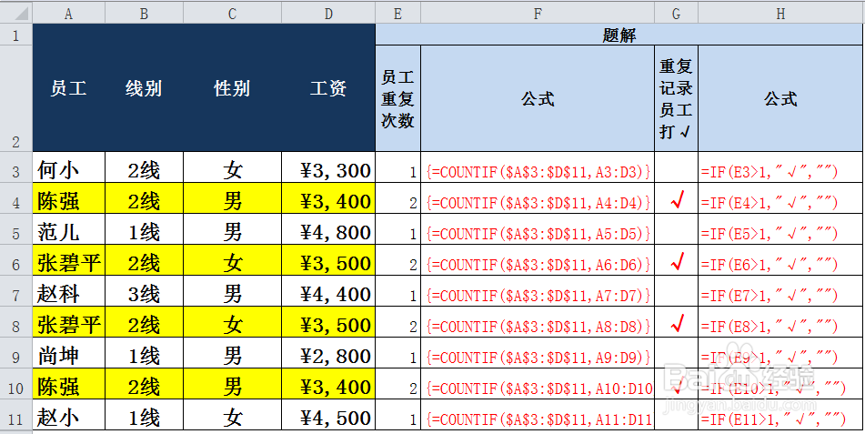 再来使用Excel函数COUNTIF