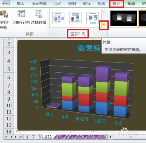 excel怎么让三维堆积柱形图显示布局2效果