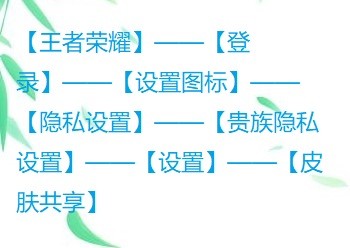 王者荣耀怎么开启皮肤共享?