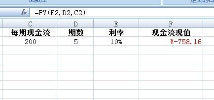 如何用excel计算现金流现值 Pv 百度经验