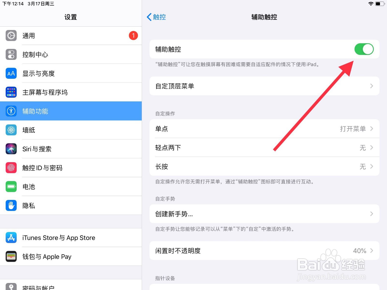 ipad辅助圆球怎么设置
