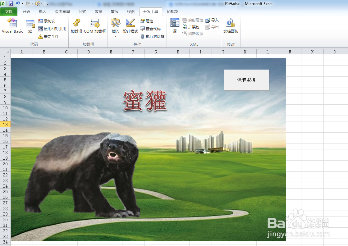 利用VBA代码涂鸦蜜獾