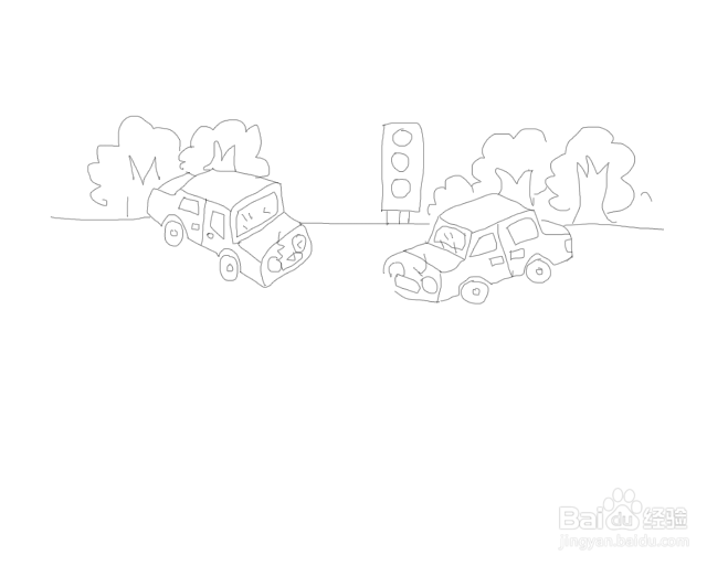 热闹的十字路口简笔画