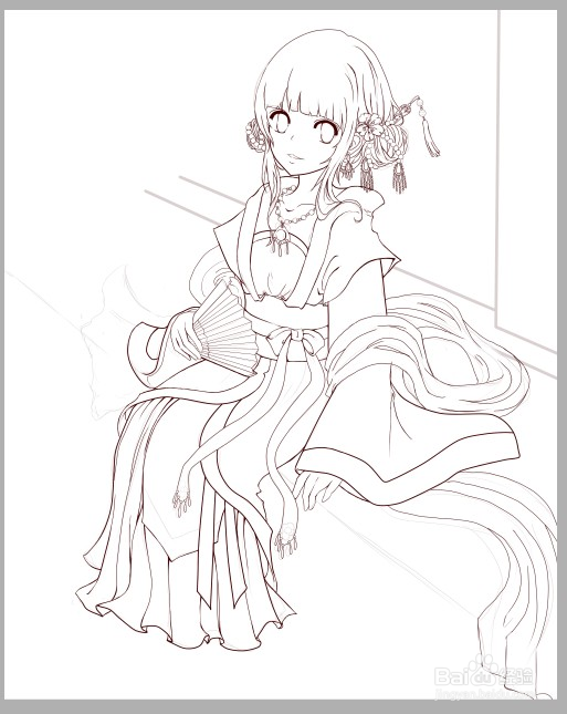 SAI绘画古装全过程 超详细