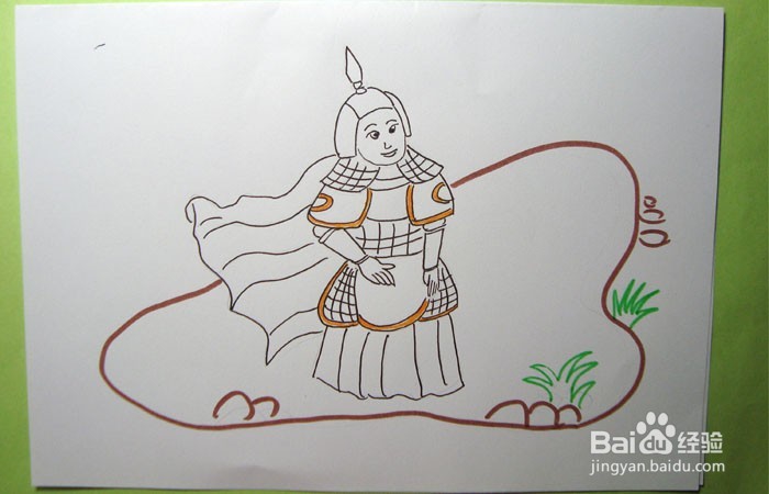 彩色简笔画威武的古代将军