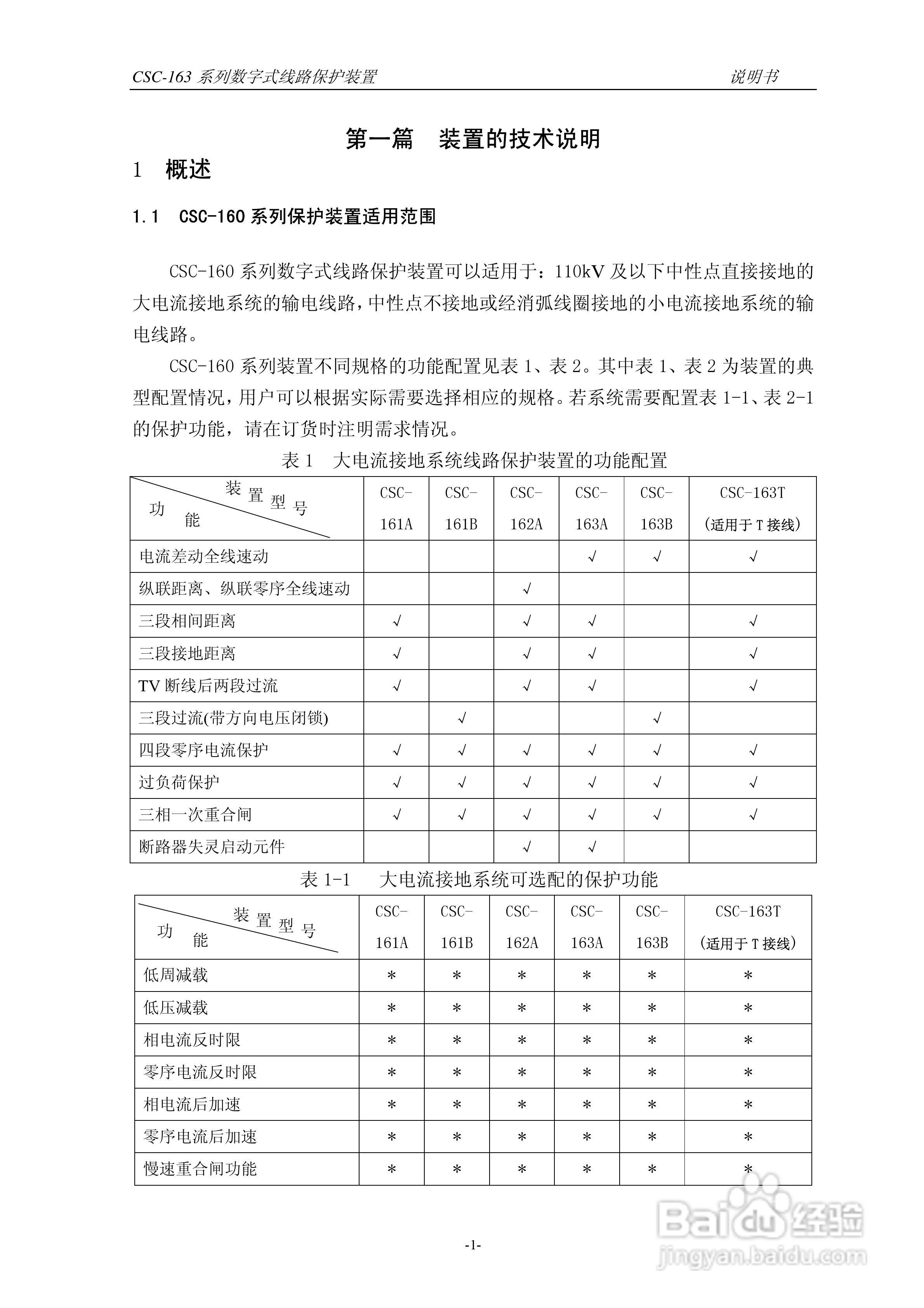 四方CSC-163T数字式线路保护装置说明书:[1]