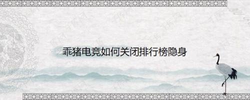 乖猪电竞如何关闭排行榜隐身