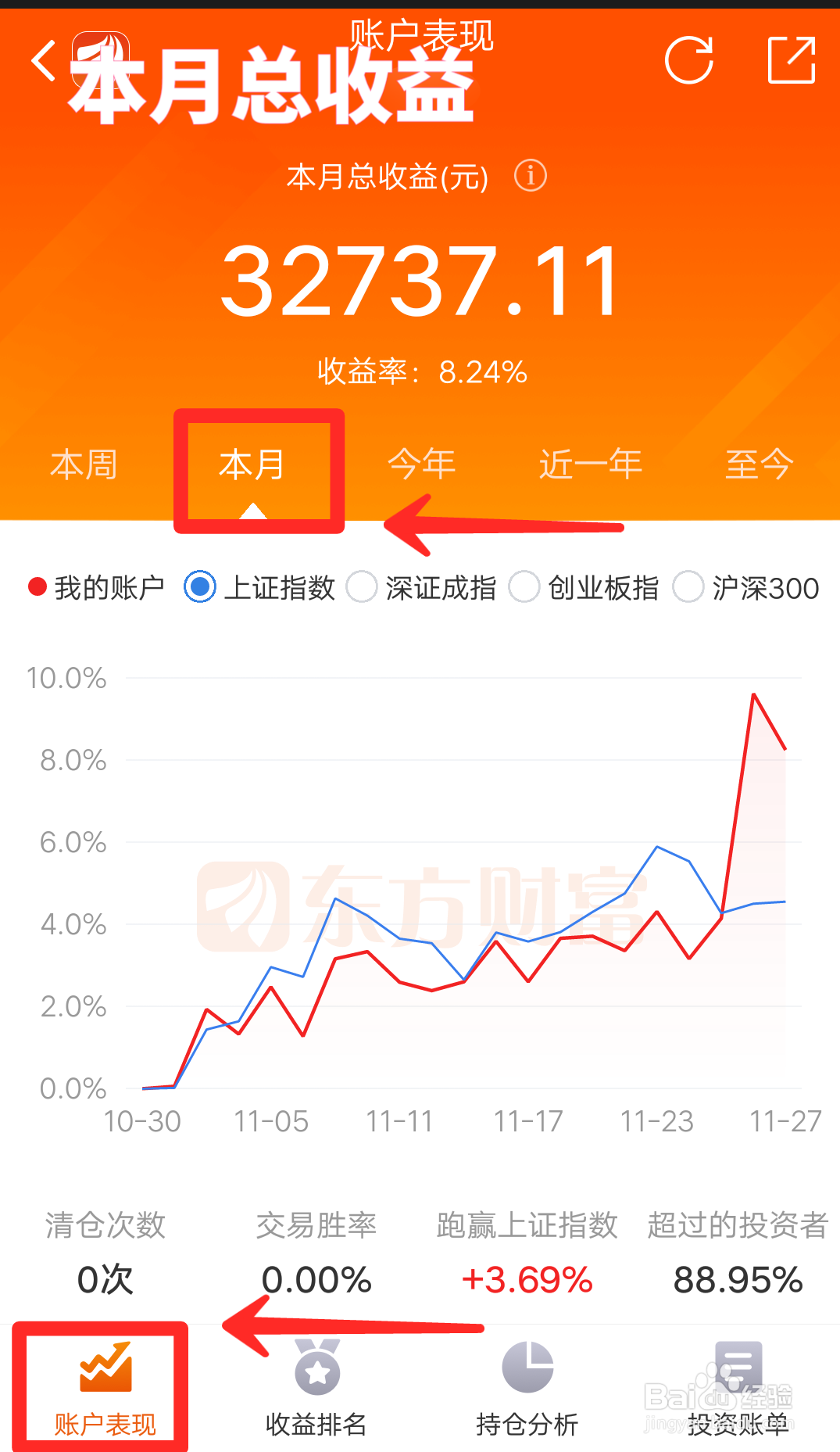 东方财富手机版如何查询分析个人账户收益情况