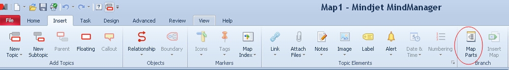 MindManager 15如何插入导图部件