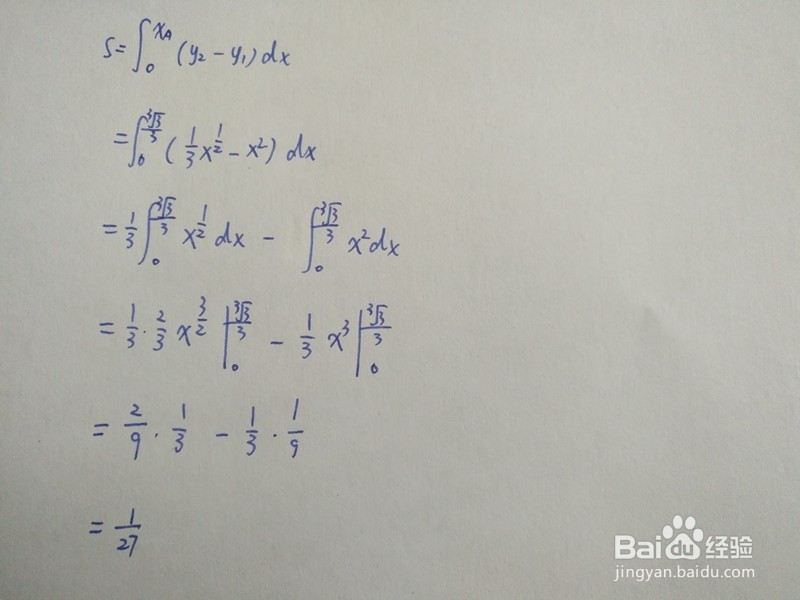 曲线y1=x^2与y2=(1/n)√x围成的面积