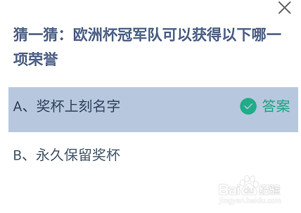 欧洲杯冠军队可以获得哪一项荣誉蚂蚁庄园答案
