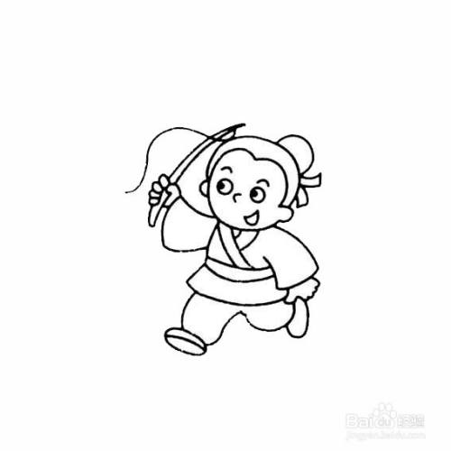 古装牧童的简笔画