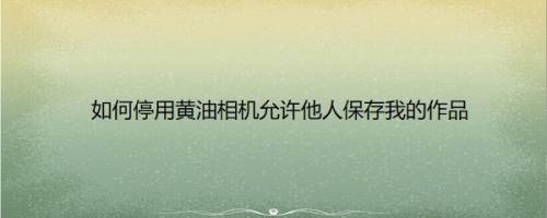 如何停用黄油相机允许他人保存我的作品