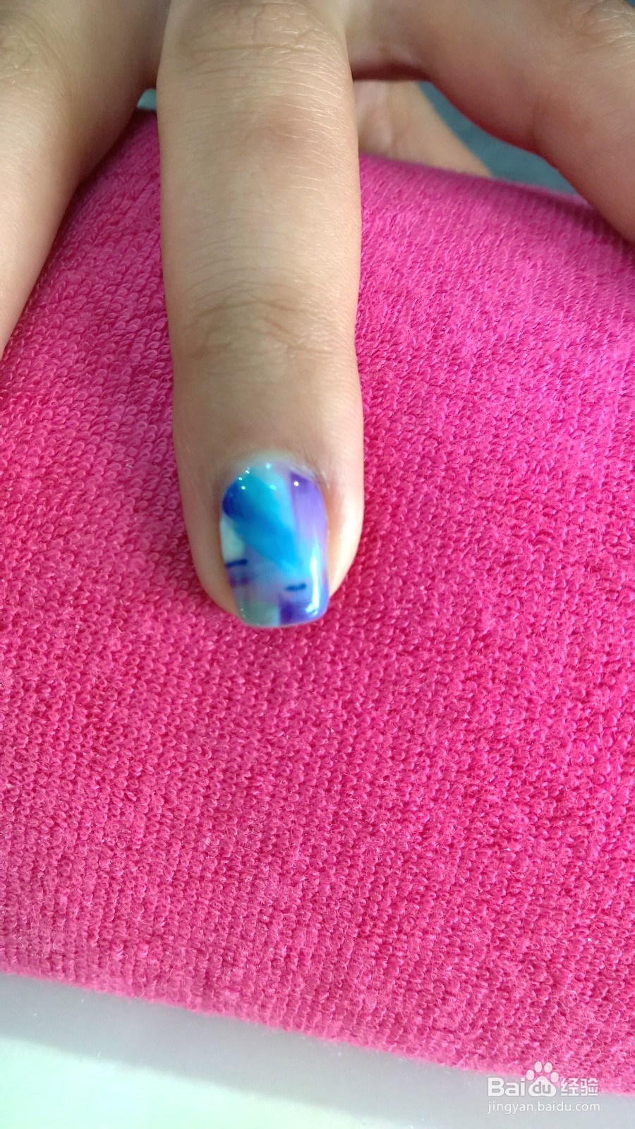 蓝色风情 美甲 十指细节图