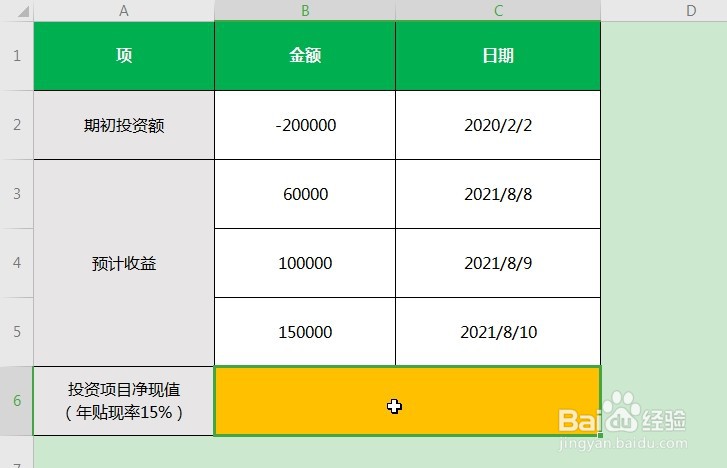 WPS Excel财务函数:XNPV
