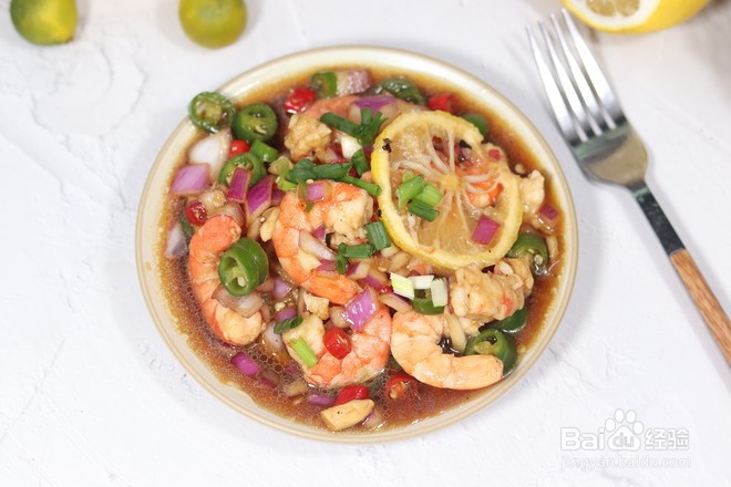 柠檬凉拌虾仁
