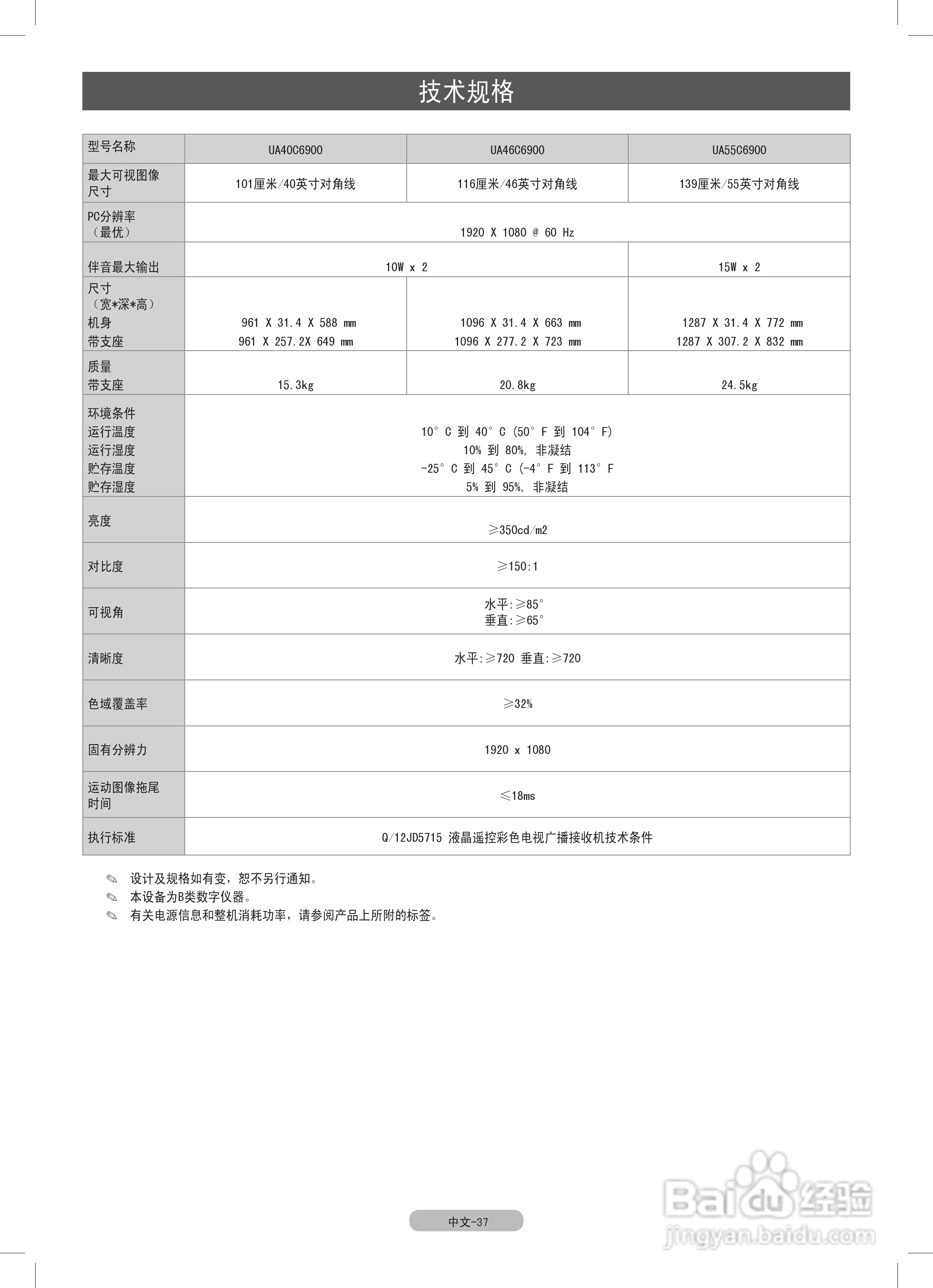 三星UA40C6200UF液晶彩电使用说明书:[5]