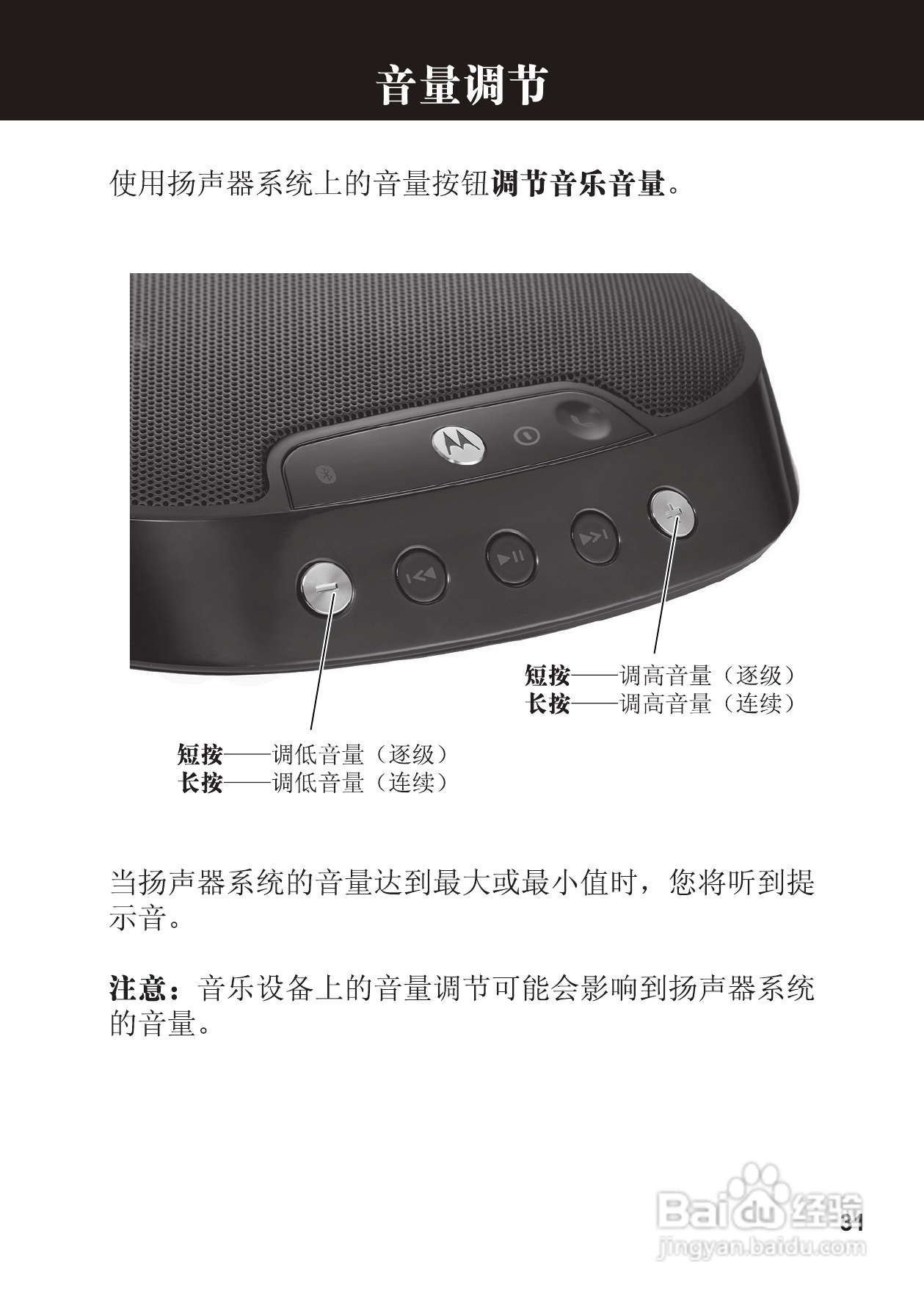 摩托罗拉EQ7蓝牙扬声器使用说明书:[4]