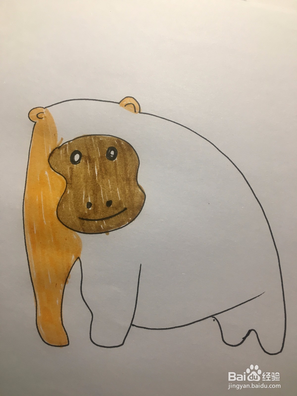 画一只猩猩 简笔画 涂鸦画 儿童美术