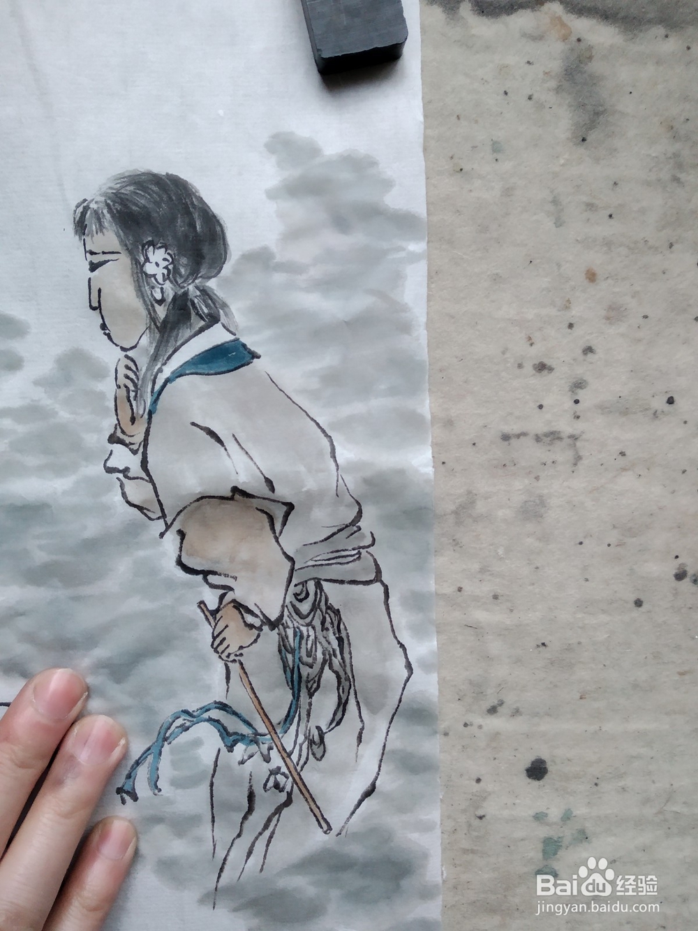国画如何给白描的人物染颜色