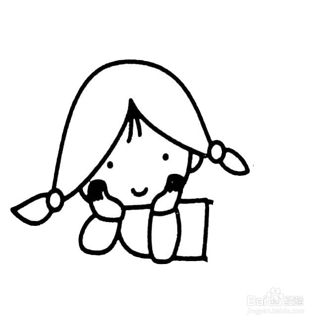 一个自信的女孩的简笔画