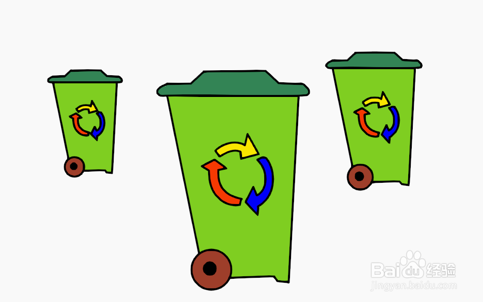 9快速设计带轮垃圾桶简图模型