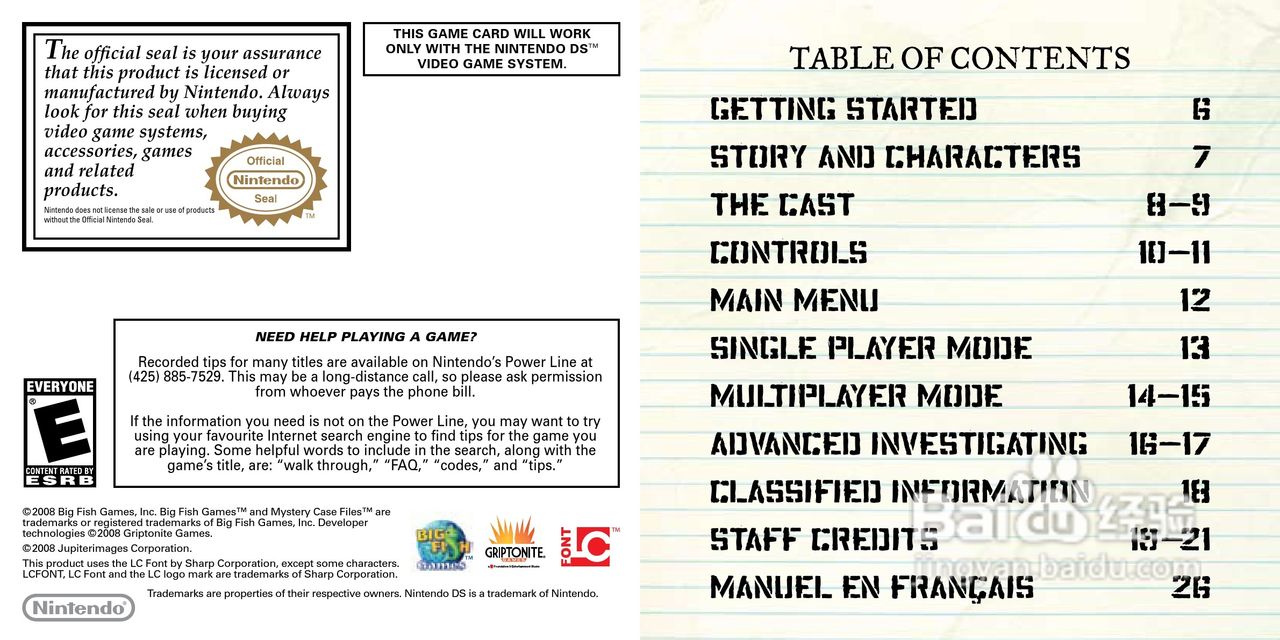 任天堂MysteryCa型游戏机说明书:[1]