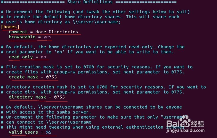 ubuntu16.04 配置samba服务器登录home目录
