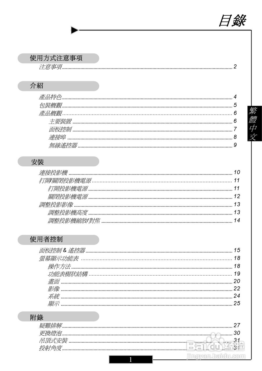 奥图码 H77投影机说明书:[1]
