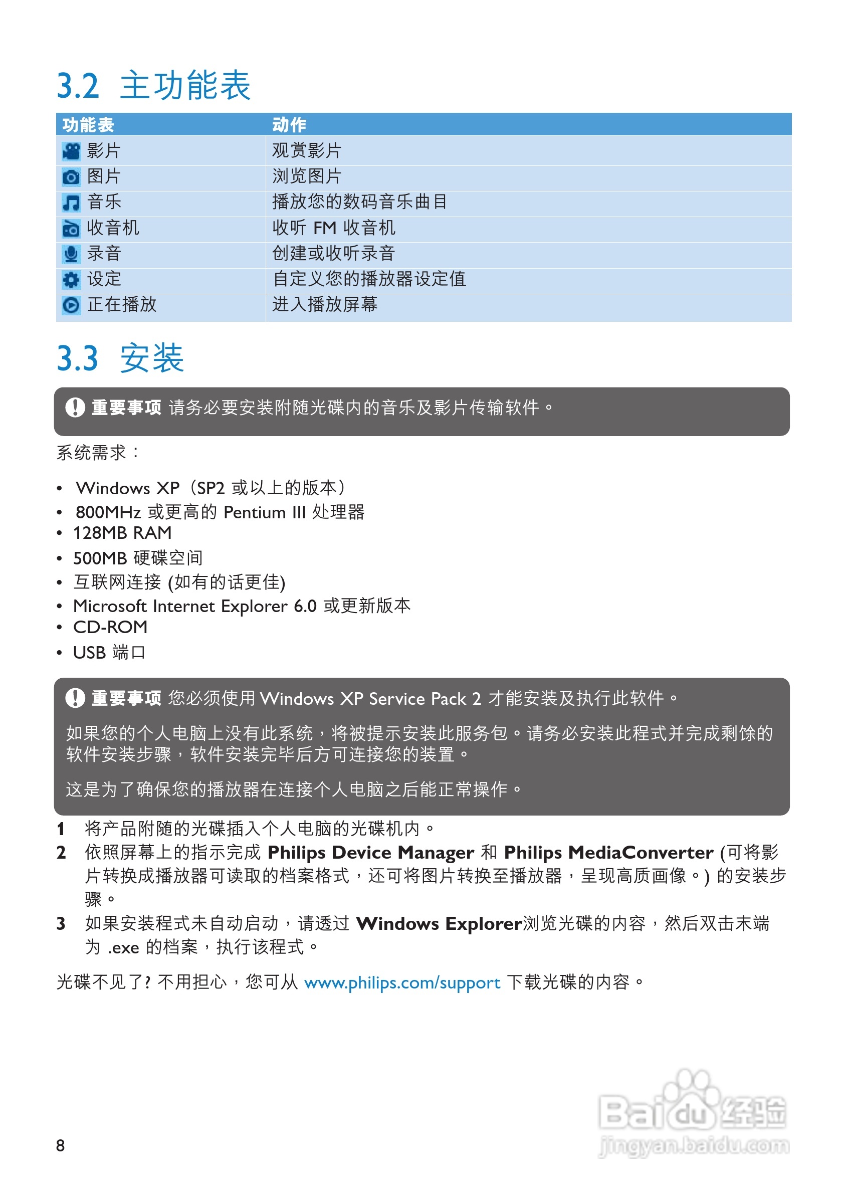 飞利浦SA6085闪存音频视频播放机使用说明书:[1]