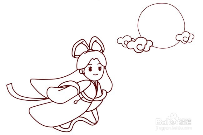 嫦娥奔月的简笔画