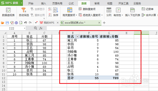 wps表格怎么生成数据透视表