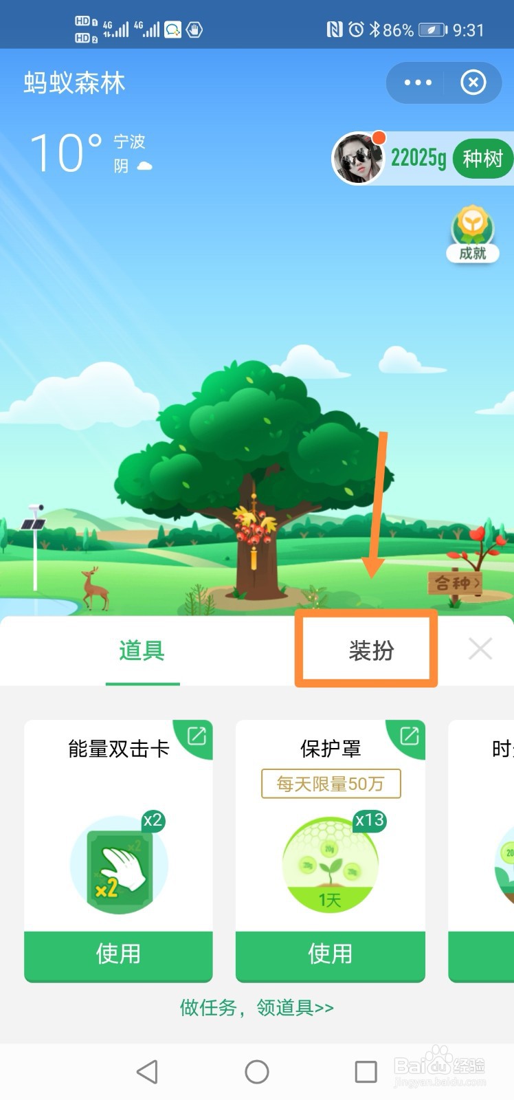 支付宝蚂蚁森林如何装扮雪花树？