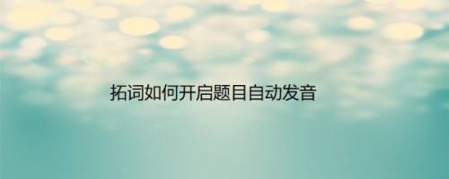 拓词如何开启题目自动发音