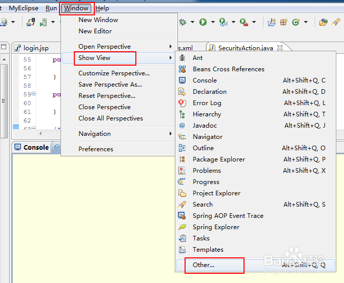 MyEclipse找到Servers窗口和显示Servers标签