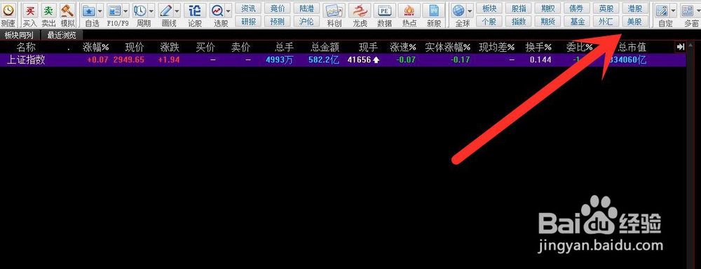 同花顺怎么查看美股指数