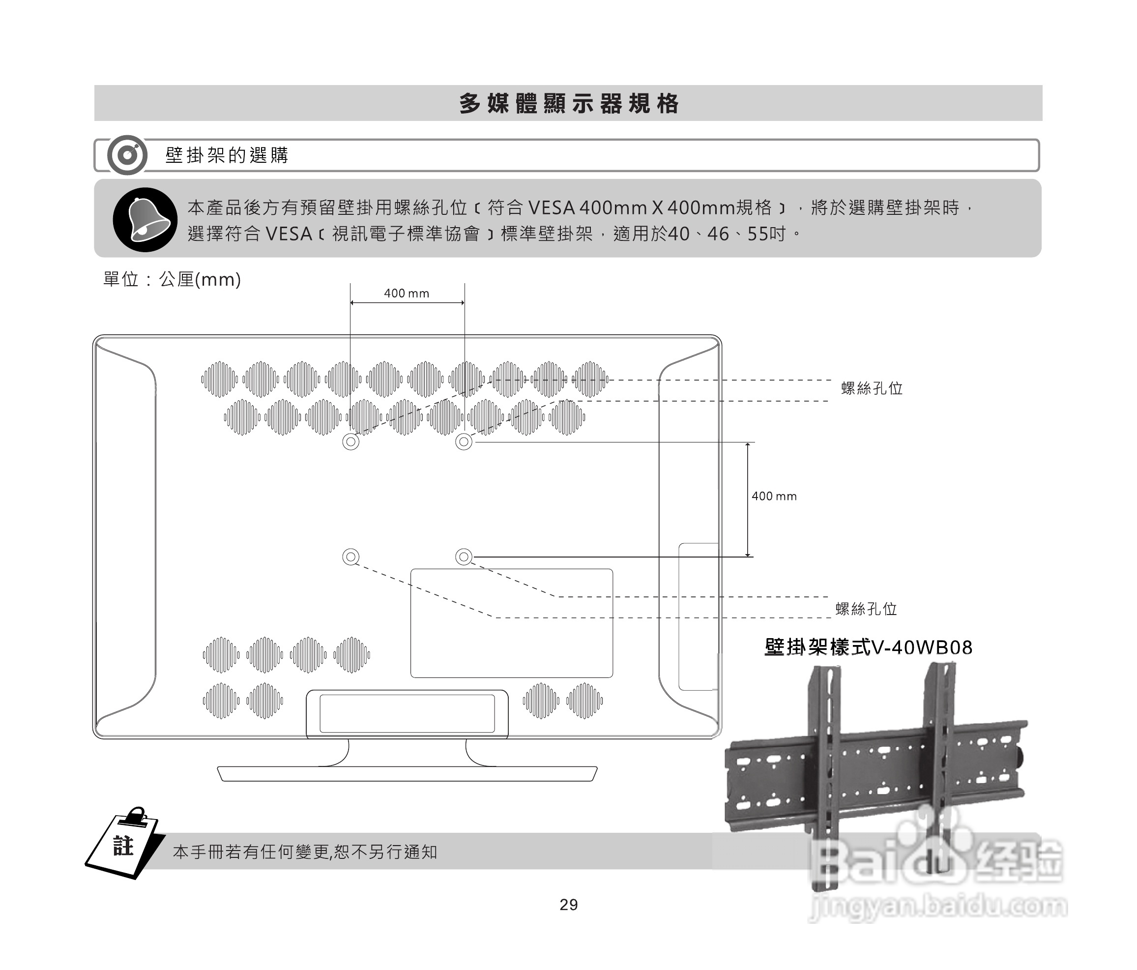 声宝LM-46P230/55P830多媒体液晶显示器使用说明书:[3]