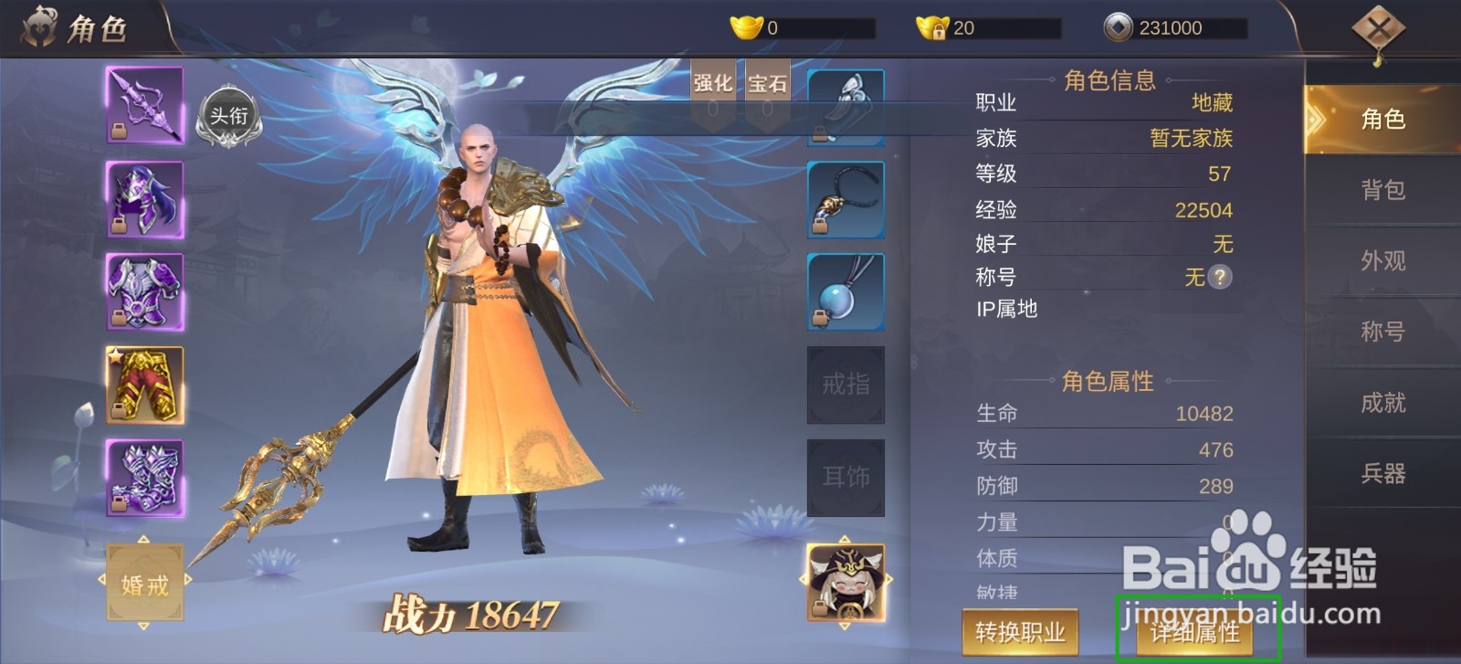 侠隐风云怎样查看地藏的【敏捷】