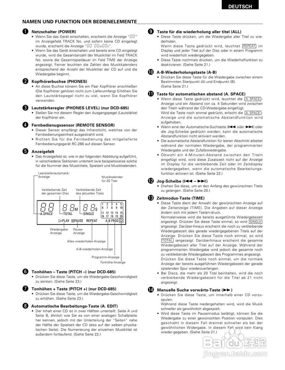 天龙DCD-685、DCD-485型CD播放机使用说明书:[1]