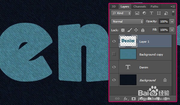 如何在Photoshop中制作缝合牛仔布文字效果