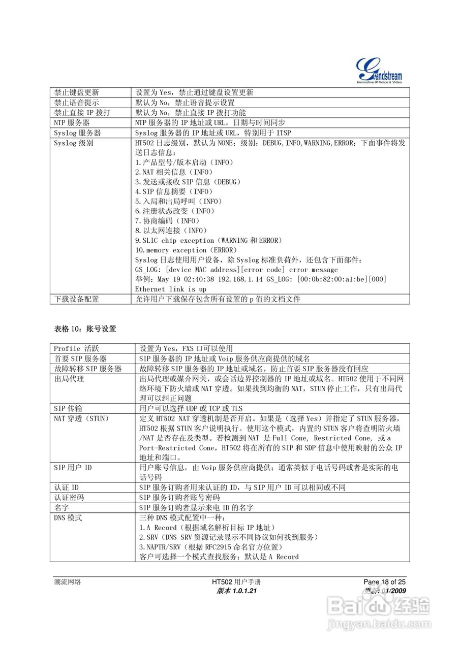 Grandstream HT502双FXS口模拟电话适配器用户手册:[2]