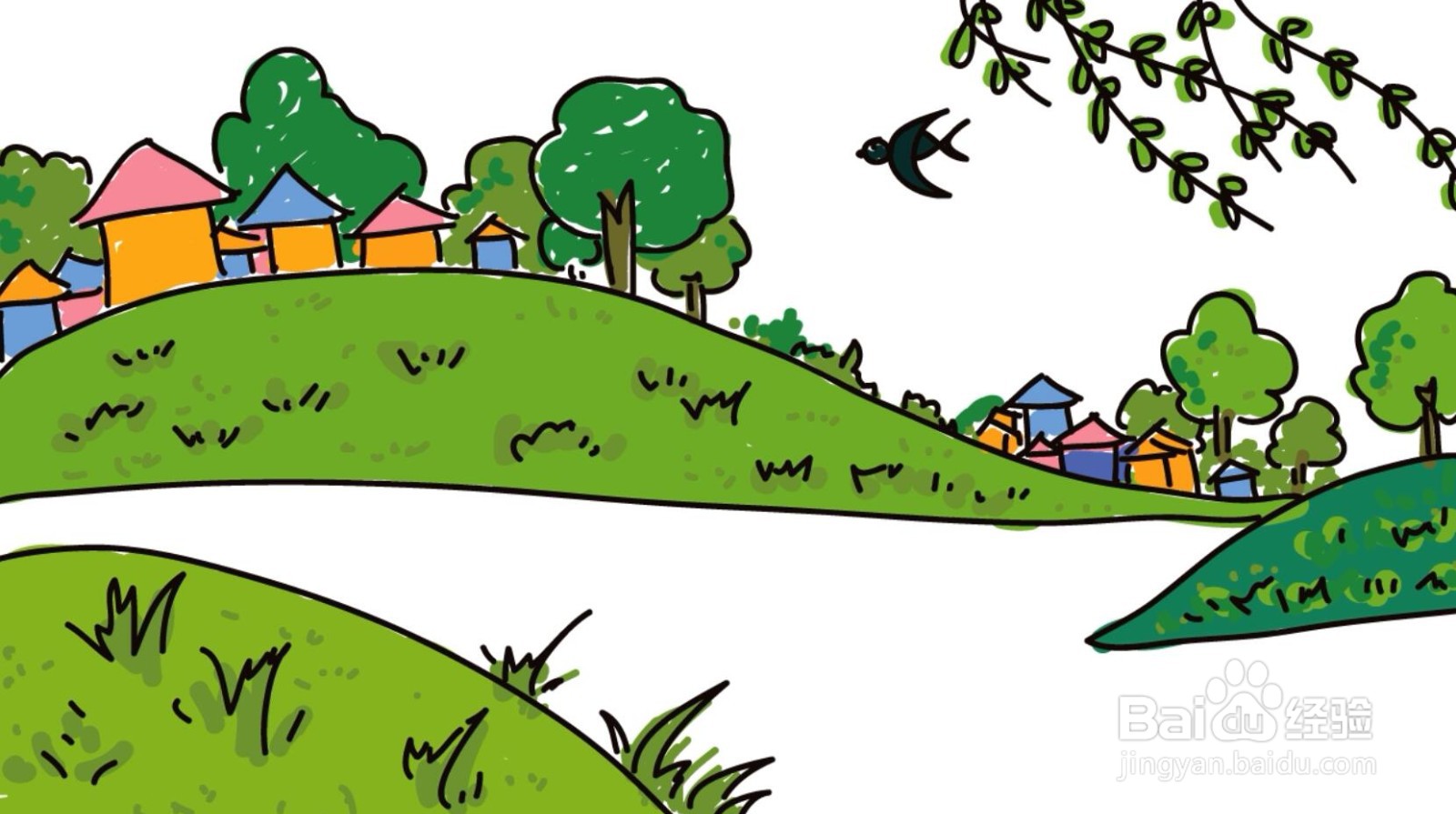 彩色的春天简笔画