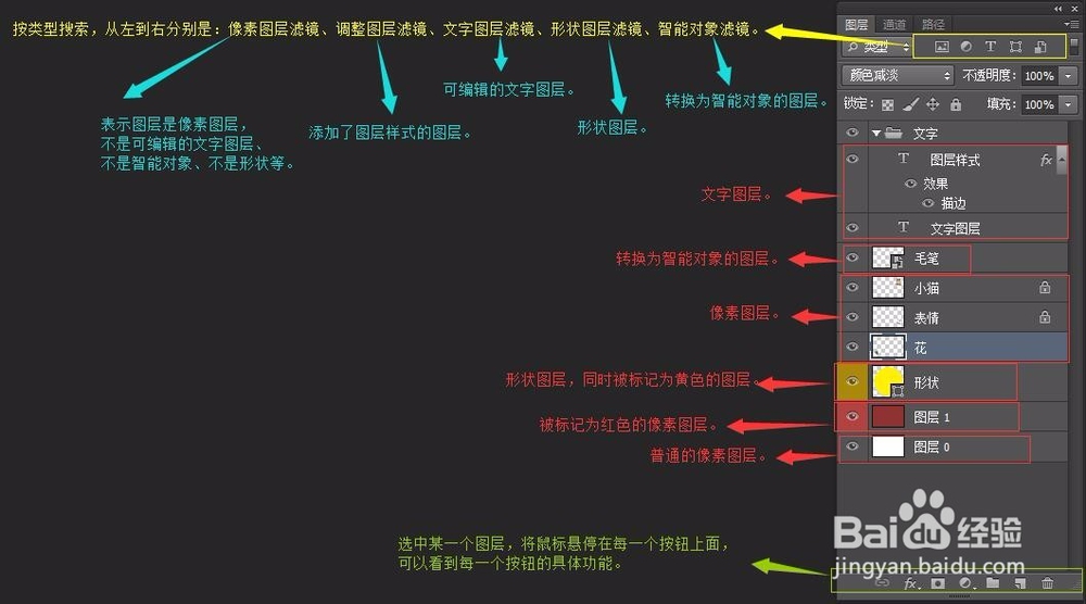 如何利用图层面板中的搜索按钮快速找到所需图层