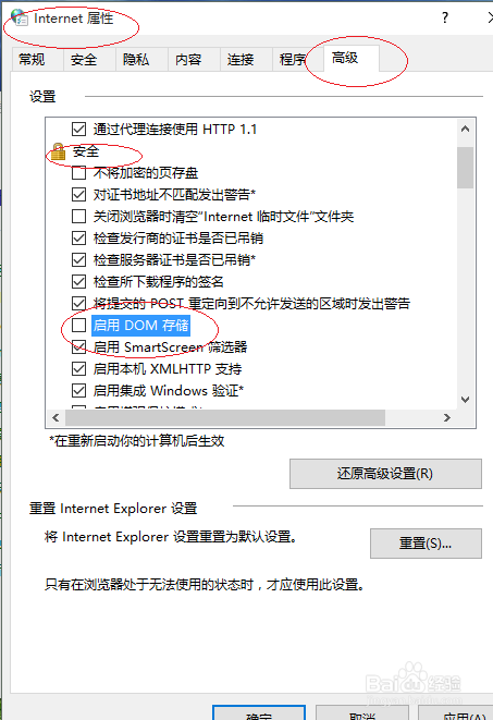 Win10操作系统如何关闭DOM存储