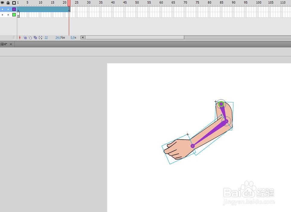 flash用骨骼工具制作手臂弯曲的效果