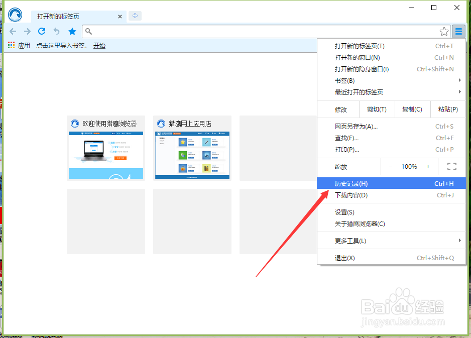 猎鹰浏览器怎么清除浏览历史记录