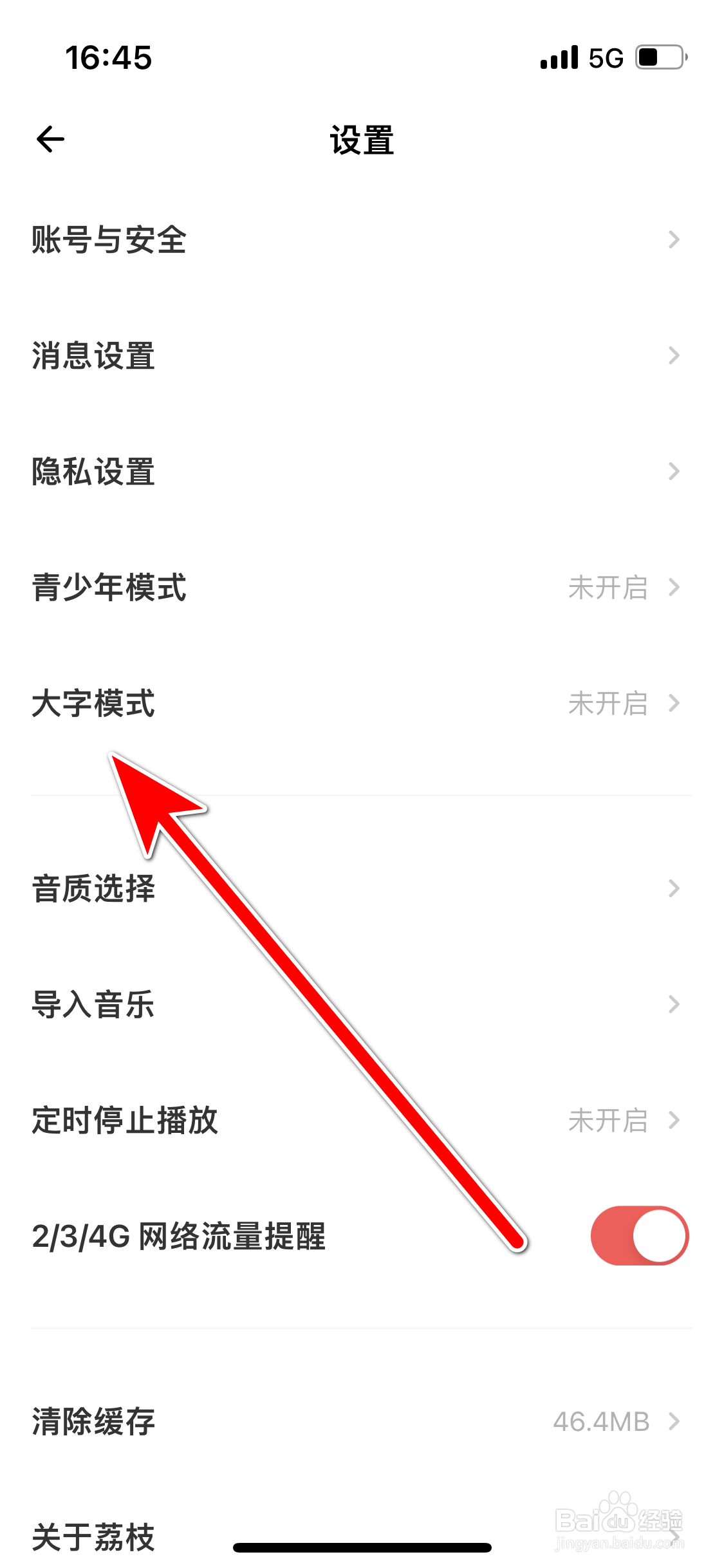 荔枝如何开启大字模式