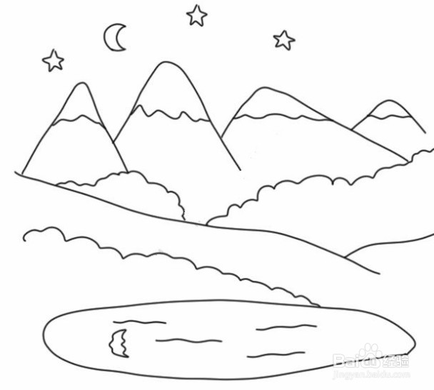 巍巍的山脉简笔画