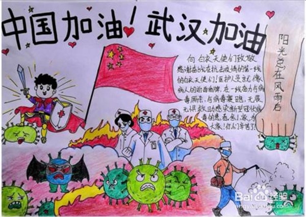 中国加油，武汉加油儿童画怎么画?