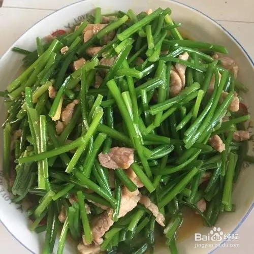 韭菜苔炒肉丝